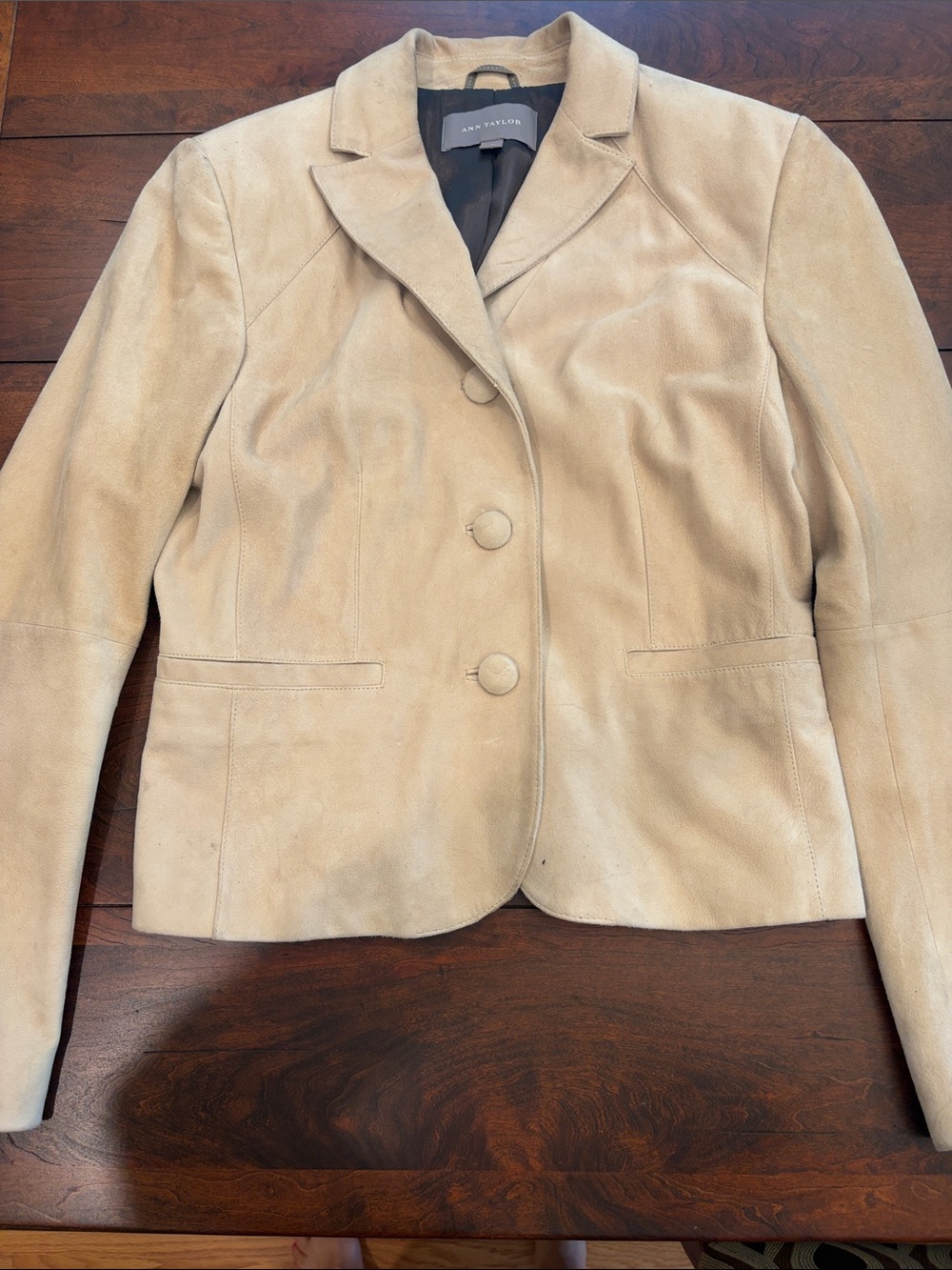 Vintage Ann Taylor Beige Suede Tailored Blazer